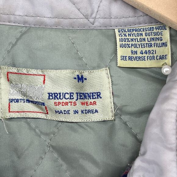 BRUCE JENNER Shirt Jacket Mens M Wool Blend Plaid Quilted Insulated Shacket Red - Picture 5 of 13